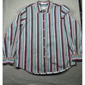 Orvis Womens Wrinkle Free Shirt Button Multicolor Stripe Polka Dots Bright Sz 12